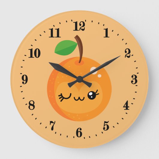 niedliche Kawaii Orange Küche Große Uhr (Vorderseite)