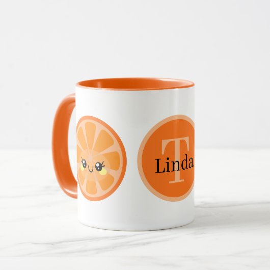 niedliche Kawaii-Orangenfrucht Tasse (Vorderseite Links)