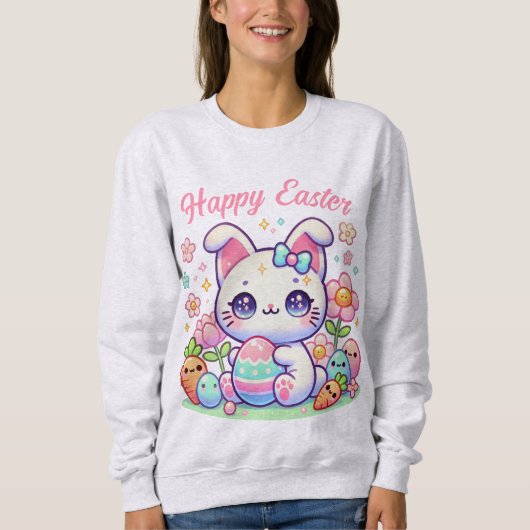 Niedliche Kawaii Osterkatze Sweatshirt - Sonnige O (Vorderseite)