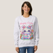 Niedliche Kawaii Osterkatze Sweatshirt - Sonnige O (Vorne ganz)