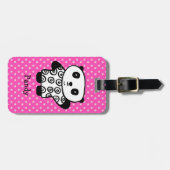 Niedliche Kawaii Panda Bear Monogram Pink Polka Do Gepäckanhänger (Vorderseite horizontal)
