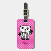 Niedliche Kawaii Panda Bear Monogram Pink Polka Do Gepäckanhänger (Vorderseite vertikal)