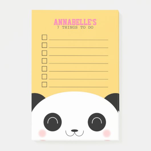 Niedliche Kawaii Panda Gesichtskids auf der Liste Post-it Klebezettel (Vorderseite)