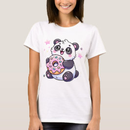 Niedliche Kawaii Panda mit Donut Adorable Graphic T-Shirt