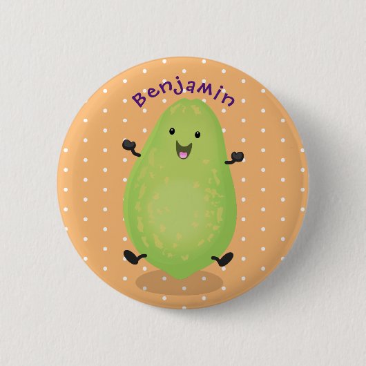 Niedliche Kawaii Papaya Pw Pfow Cartoon-Abbildung Button (Vorderseite)