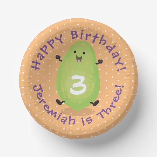 Niedliche Kawaii Papaya Pw Pfow Cartoon-Abbildung Pappteller (Vorderseite)