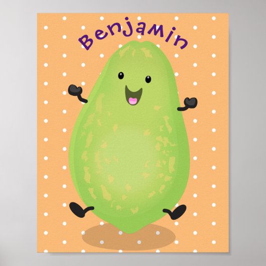 Niedliche Kawaii Papaya Pw Pfow Cartoon-Abbildung Poster (Vorne)