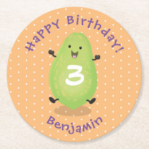 Niedliche Kawaii Papaya Pw Pfow Cartoon-Abbildung Runder Pappuntersetzer