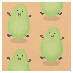 Niedliche Kawaii Papaya Pw Pfow Cartoon-Abbildung Stoff