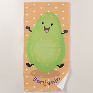 Niedliche Kawaii Papaya Pw Pfow Cartoon-Abbildung Strandtuch