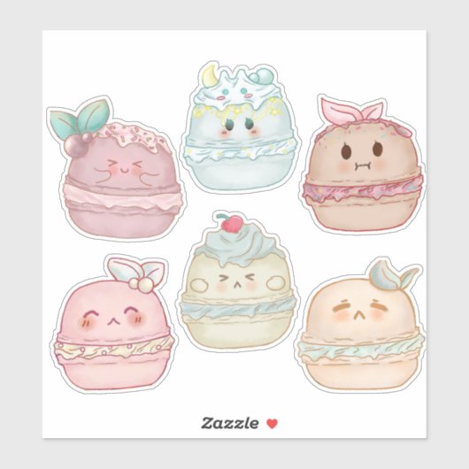 niedliche kawaii Pastel Aquarellfarben Französisch Aufkleber (Blatt)