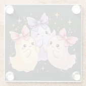 Niedliche Kawaii Pastel Ghosts mit Funkelnd Bögen Glasuntersetzer (Rückseite)