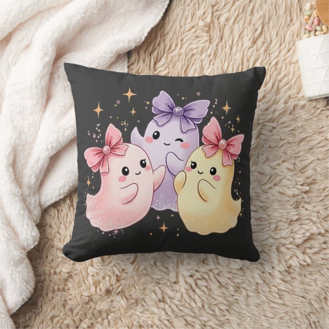 Niedliche Kawaii Pastel Ghosts mit Funkelnd Bögen Kissen (Decke)