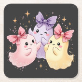 Niedliche Kawaii Pastel Ghosts mit Funkelnd Bögen Rechteckiger Pappuntersetzer (Vorderseite)