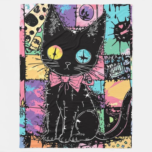 Niedliche Kawaii Pastel Goth Patchwork Gotische Cr Fleecedecke (Vorderseite)