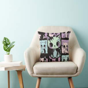 Niedliche Kawaii Pastel Goth Patchwork Gotische Cr Kissen