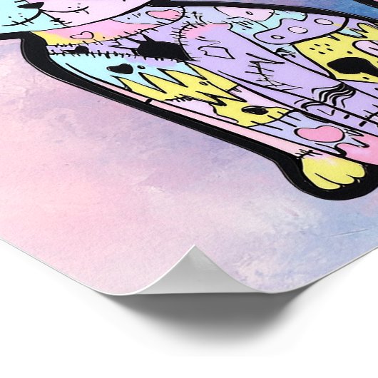 Niedliche Kawaii Pastel Goth Patchwork Gotische Cr Poster (Ecke)