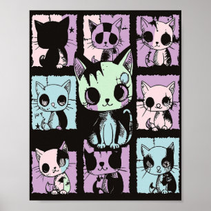 Niedliche Kawaii Pastel Goth Patchwork Gotische Cr Poster