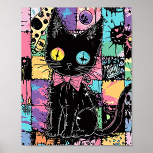 Niedliche Kawaii Pastel Goth Patchwork Gotische Cr Poster