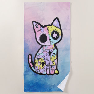 Niedliche Kawaii Pastel Goth Patchwork Gotische Cr Strandtuch