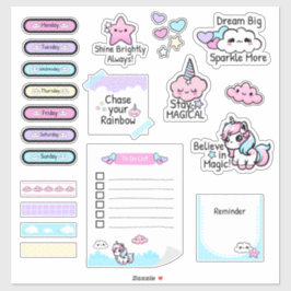 Niedliche Kawaii Pastel Unicorn Plannenheft Aufkleber