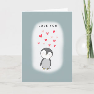 Niedliche Kawaii Penguin Liebe Sie Valentinstag Karte