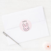 Niedliche Kawaii Pink Bunny und Polka Dots Runder Aufkleber (Umschlag)
