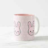 Niedliche Kawaii Pink Bunny und Polka Dots Zweifarbige Tasse (VorderseiteRechts)