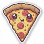 Niedliche Kawaii Pizza Slice Fun Cartoon Pizza Aufkleber (Vorderseite)