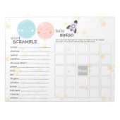 Niedliche Kawaii Planet Baby Gender Reveal Games Notizblock (Vorderseite)