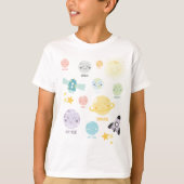 Niedliche Kawaii Planeten-Solarsystems-Astronomie T-Shirt (Vorderseite)