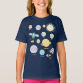 Niedliche Kawaii Planeten-Solarsystems-Astronomie T-Shirt (Vorderseite)