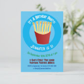 Niedliche Kawaii Pommes Fastfood Cartoon Einladung (Stehend Vorderseite)