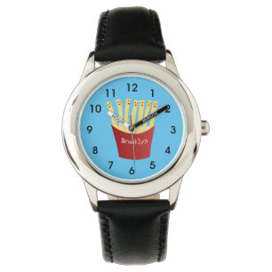 Niedliche Kawaii Pommes Fastfood Cartoon Illustrat Armbanduhr