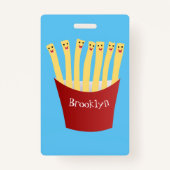 Niedliche Kawaii Pommes Fastfood Cartoon Illustrat Ausweis (Rückseite)