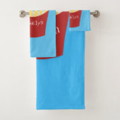 Niedliche Kawaii Pommes Fastfood Cartoon Illustrat Badhandtuch Set (Insitu)