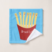 Niedliche Kawaii Pommes Fastfood Cartoon Illustrat Badhandtuch Set (Waschlappen)