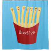 Niedliche Kawaii Pommes Fastfood Cartoon Illustrat Duschvorhang (Vorderseite)