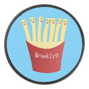 Niedliche Kawaii Pommes Fastfood Cartoon Illustrat Eishockey Puck