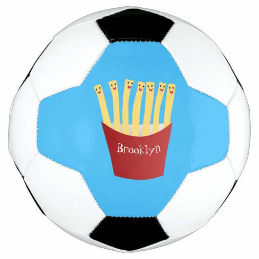 Niedliche Kawaii Pommes Fastfood Cartoon Illustrat Fußball (Vorderseite)