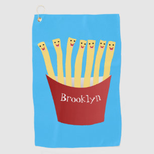 Niedliche Kawaii Pommes Fastfood Cartoon Illustrat Golfhandtuch