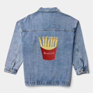 Niedliche Kawaii Pommes Fastfood Cartoon Illustrat Jeansjacke