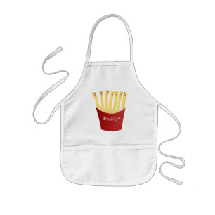 Niedliche Kawaii Pommes Fastfood Cartoon Illustrat Kinderschürze