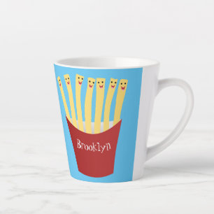 Niedliche Kawaii Pommes Fastfood Cartoon Illustrat Milchtasse