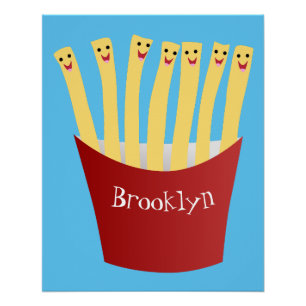 Niedliche Kawaii Pommes Fastfood Cartoon Illustrat Poster