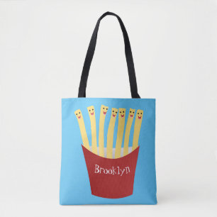 Niedliche Kawaii Pommes Fastfood Cartoon Illustrat Tasche