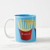 Niedliche Kawaii Pommes Fastfood Cartoon Illustrat Zweifarbige Tasse (Links)