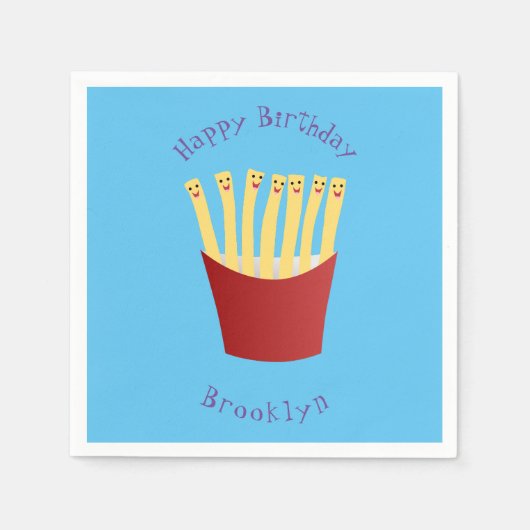 Niedliche Kawaii Pommes Fastfood Cartoon Serviette (Vorderseite)