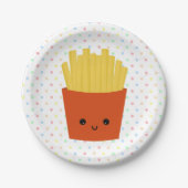 Niedliche Kawaii Pommes Frites Pappteller (Vorderseite)