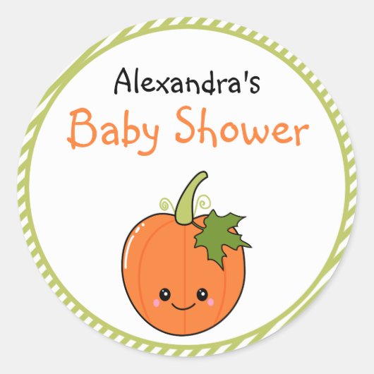 Niedliche Kawaii Pumpkin Baby Dusche Runder Aufkleber (Vorderseite)